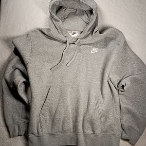 Nike Gray Pullover Hoodie Sweatshirt Men's Medium Swoosh Logo